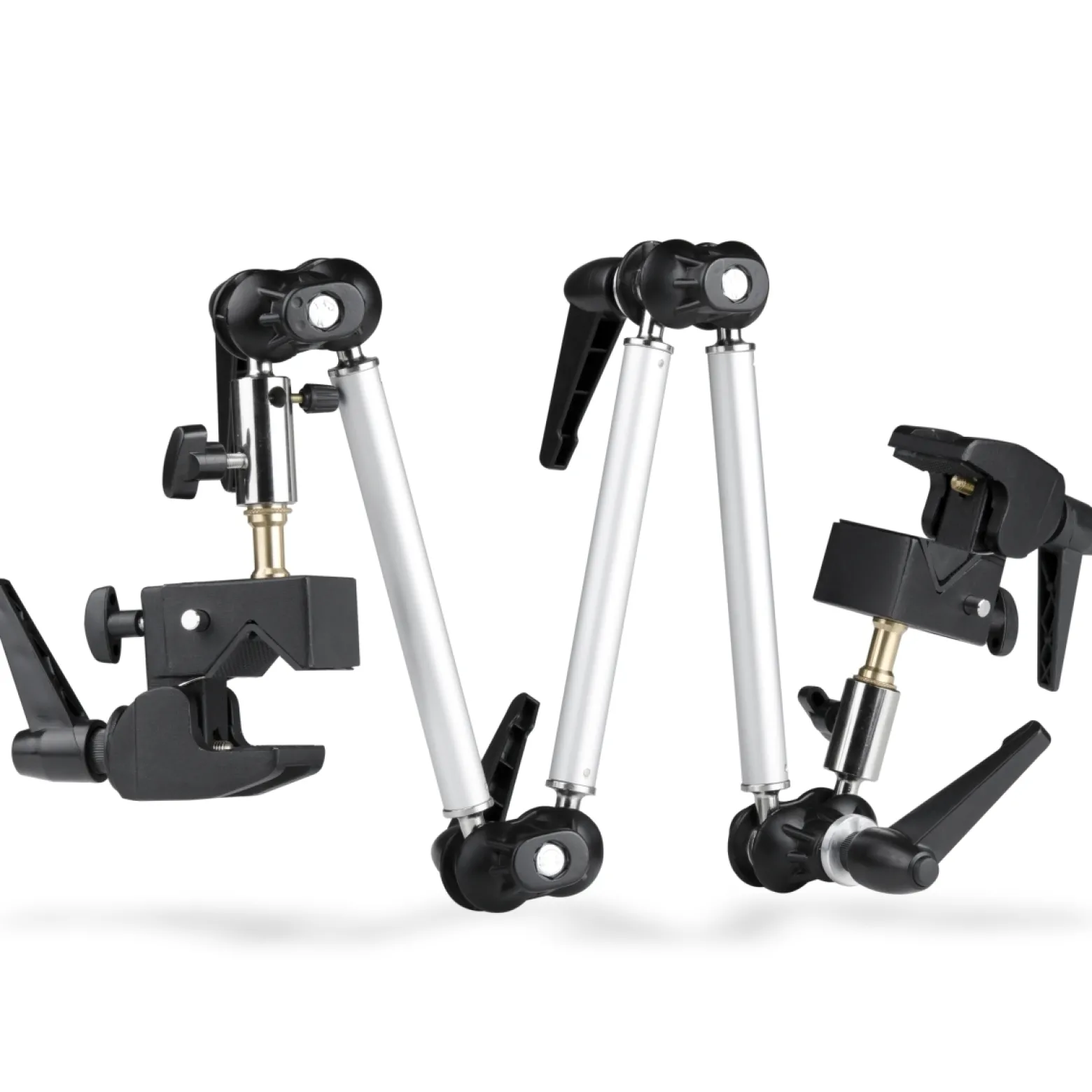 Walimex Universal Gelenkarm mit Superklemmen belastbar bis 2 kg, 3 Segmente mit Metallkugelgelenken, 360° drehbar, 5/8 Zoll Doppelspigot mit 1/4 und 3/8 Zoll Gewinde