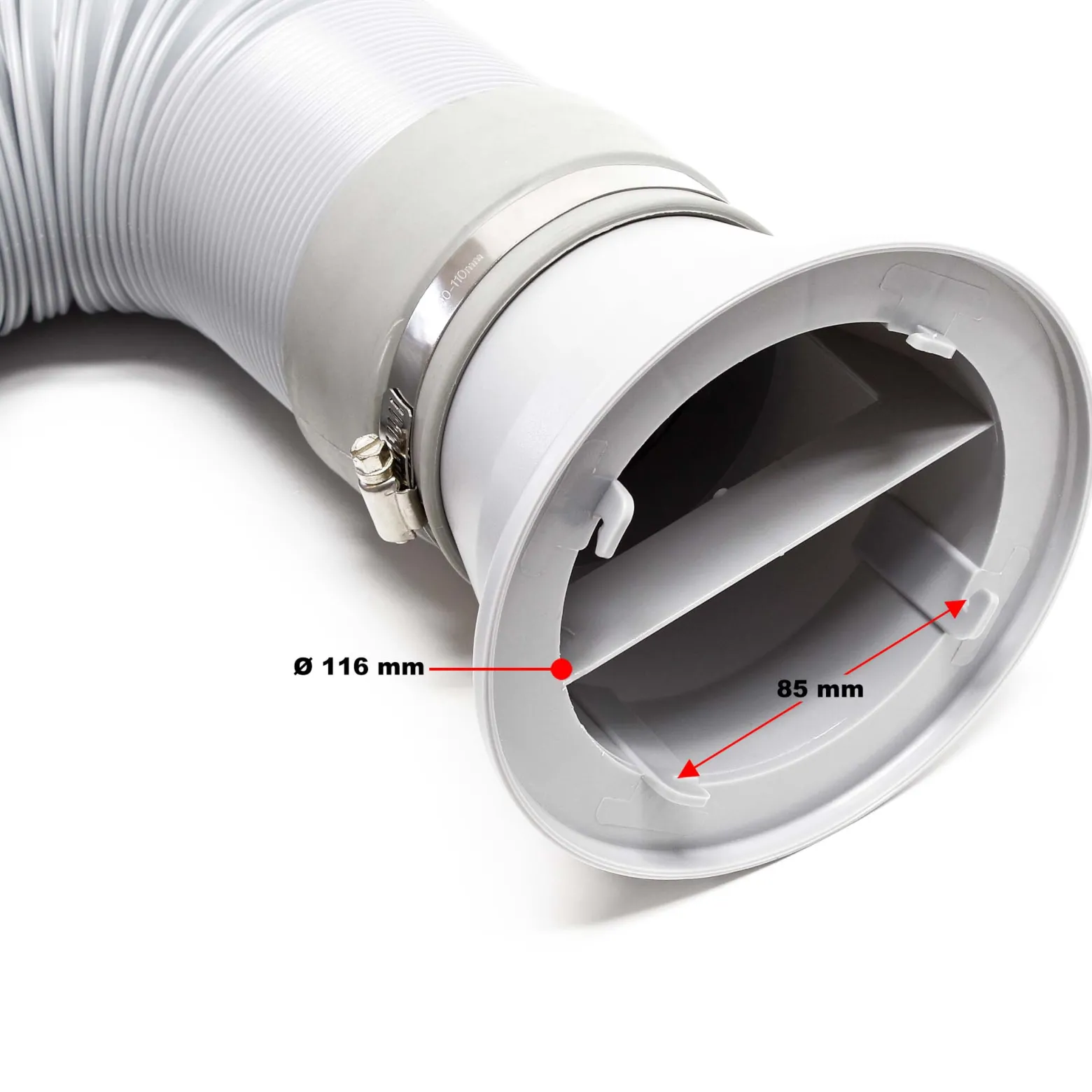 Wiltec Abluftschlauch für Klimaanlagen mit 116 mm Durchmesser, Schlauch mit variabler Länge 0,7-1,7 m für Klimagerät, Trockner und Dunstabzugshaube