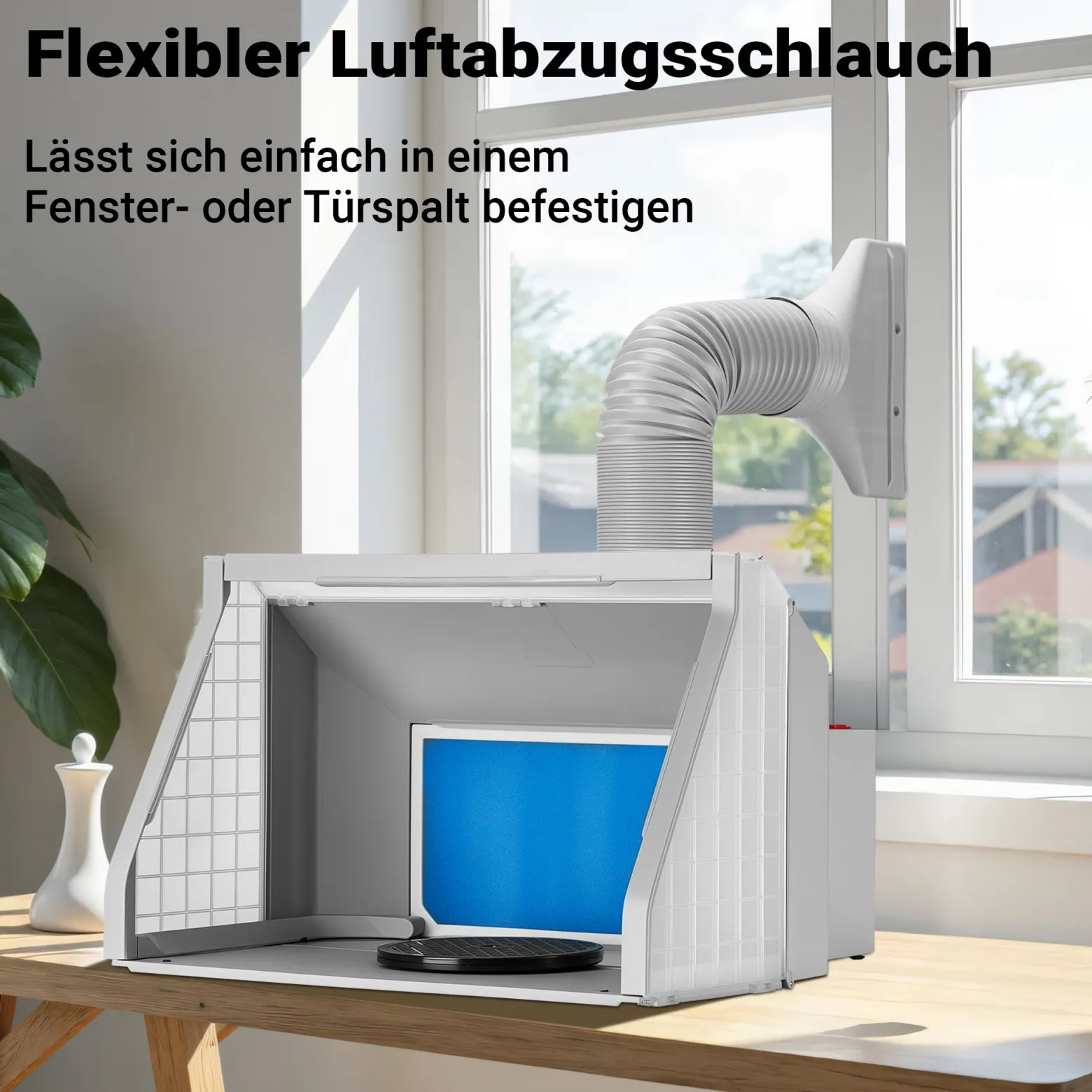 Wiltec Airbrush Abluftschlauch 0,7-1,7 m für Absauganlage, flexibler Abluftanschluss zur Absaugung von Farbdämpfen und Farbnebel, Airbrushzubehör
