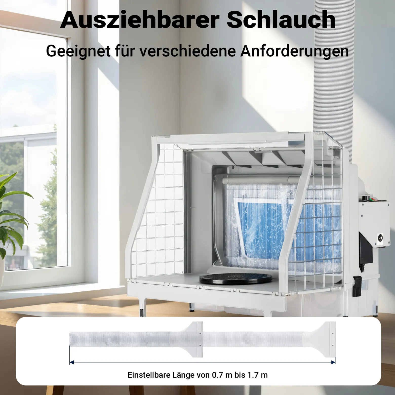 Wiltec Airbrush Abluftschlauch 0,7-1,7 m für Absauganlage, flexibler Abluftanschluss zur Absaugung von Farbdämpfen und Farbnebel, Airbrushzubehör