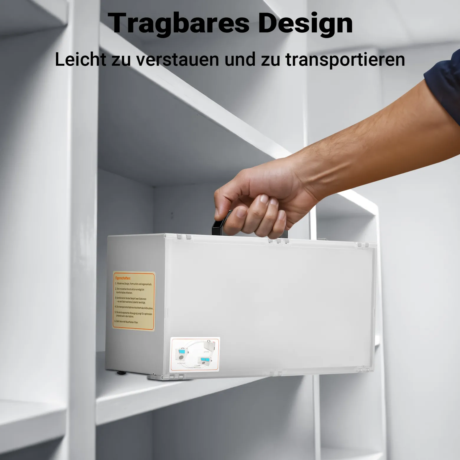 Wiltec Airbrush Absauganlage 4 m³/min, nur 47 dB, zur Absaugung von Farbe Farbnebel Sprühnebel, Filter erweiterbar,hochwertige Lackierkabine für Airbrush-Arbeiten