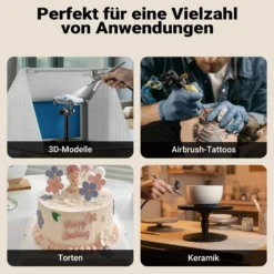 Wiltec Airbrush Kompressor AS18TB 1/6 PS, Druckluftkompressor mit 20-23 l/min Luftzufuhr, Kompressor für Airbrush-Pistole mit 1-Liter-Tank, Luftkompressor für Airbrush-Design
