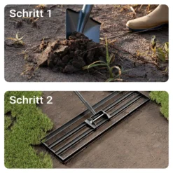 Wiltec Aluminium Rasenrakel 91,4 x 25,4 cm mit 2 m Stiel, Rasen Rakel Unebenheiten im Rasen ausgleichen, Leveler Gartengerät zum Rasen sanden
