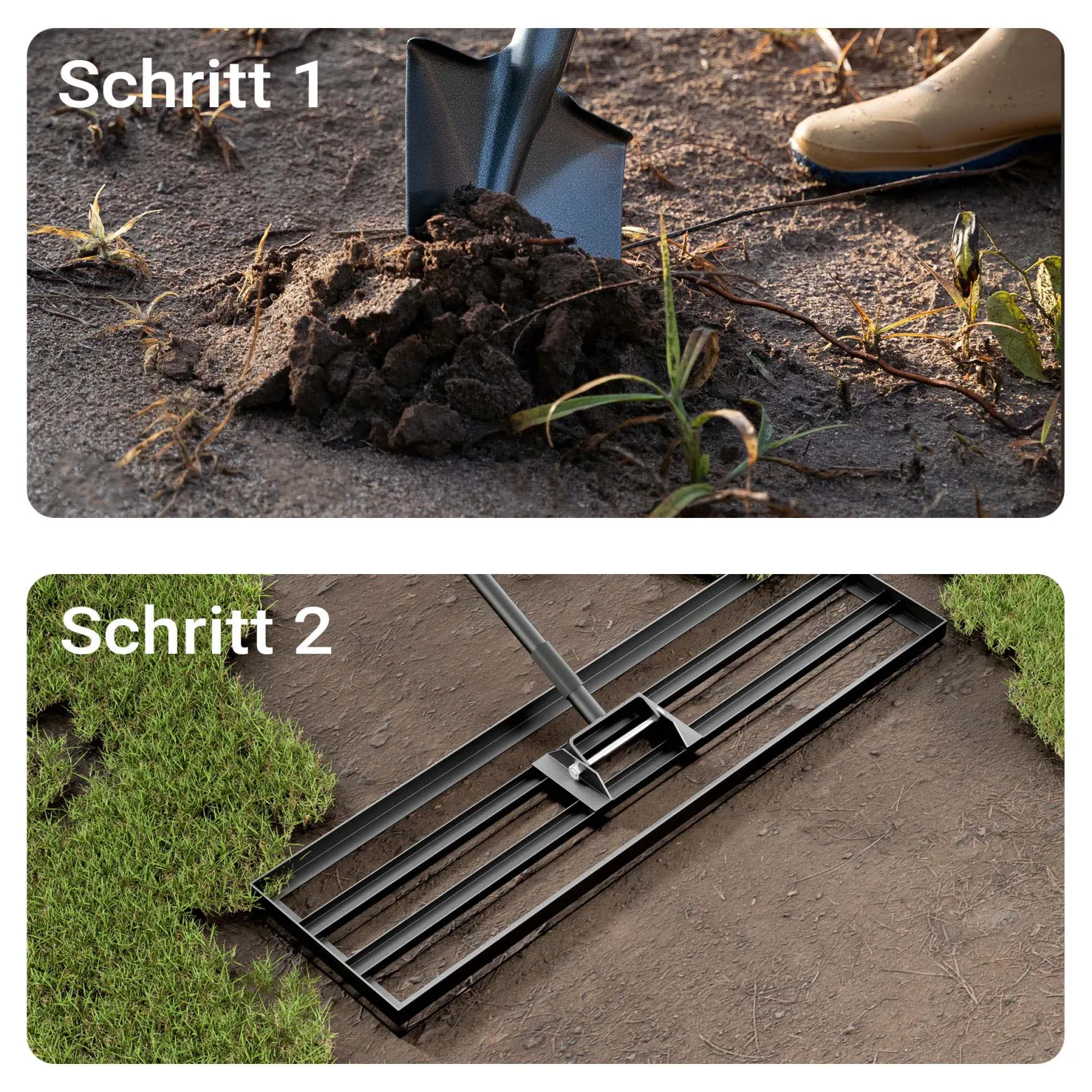 Wiltec Aluminium Rasenrakel 76 x 25,4 cm Mit 2 m Stiel, Unebenheiten Ausgleichen, Leveler Gartengerät Zum Sanden