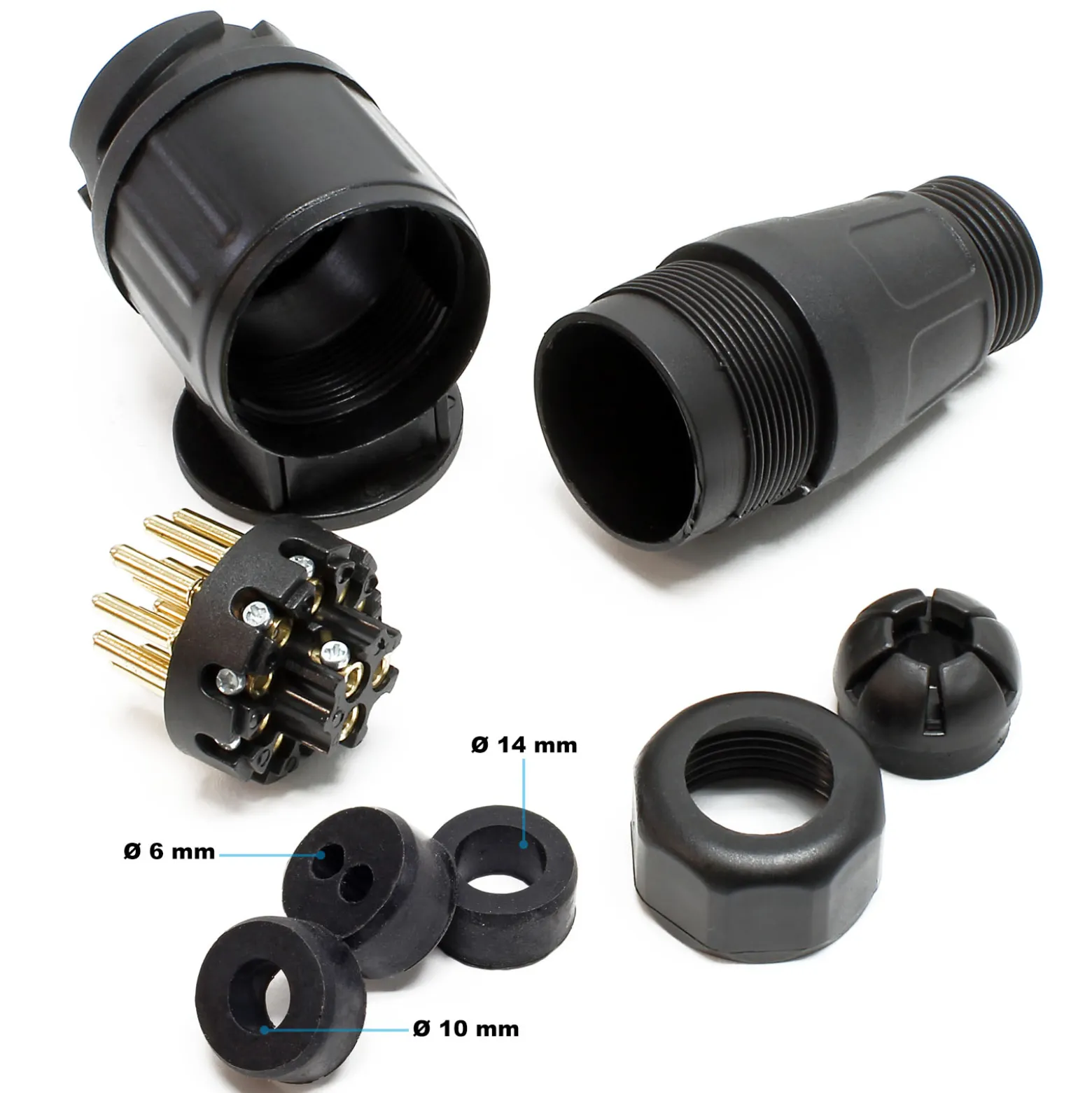 Wiltec Anhänger Stecker 13-polig 12V, Kunststoff Adapter für PKW Anhänger, Anhängerkupplung Steckanschluss, Anhängersteckdose