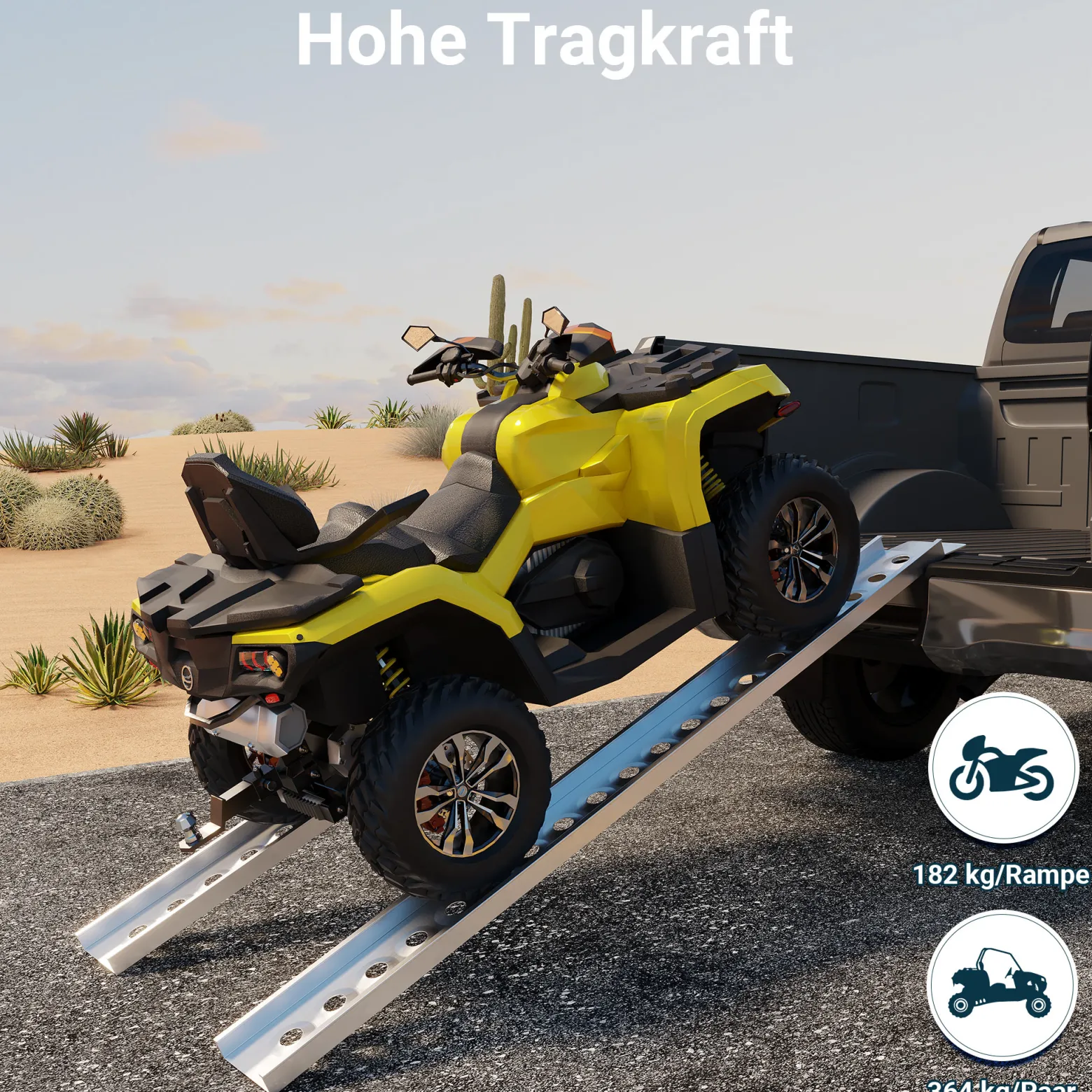 Wiltec Auffahrrampe 192 cm 182 kg für Motorrad ATV Quad, Aluminium Auffahrschiene, Verladerampe rutschsicher