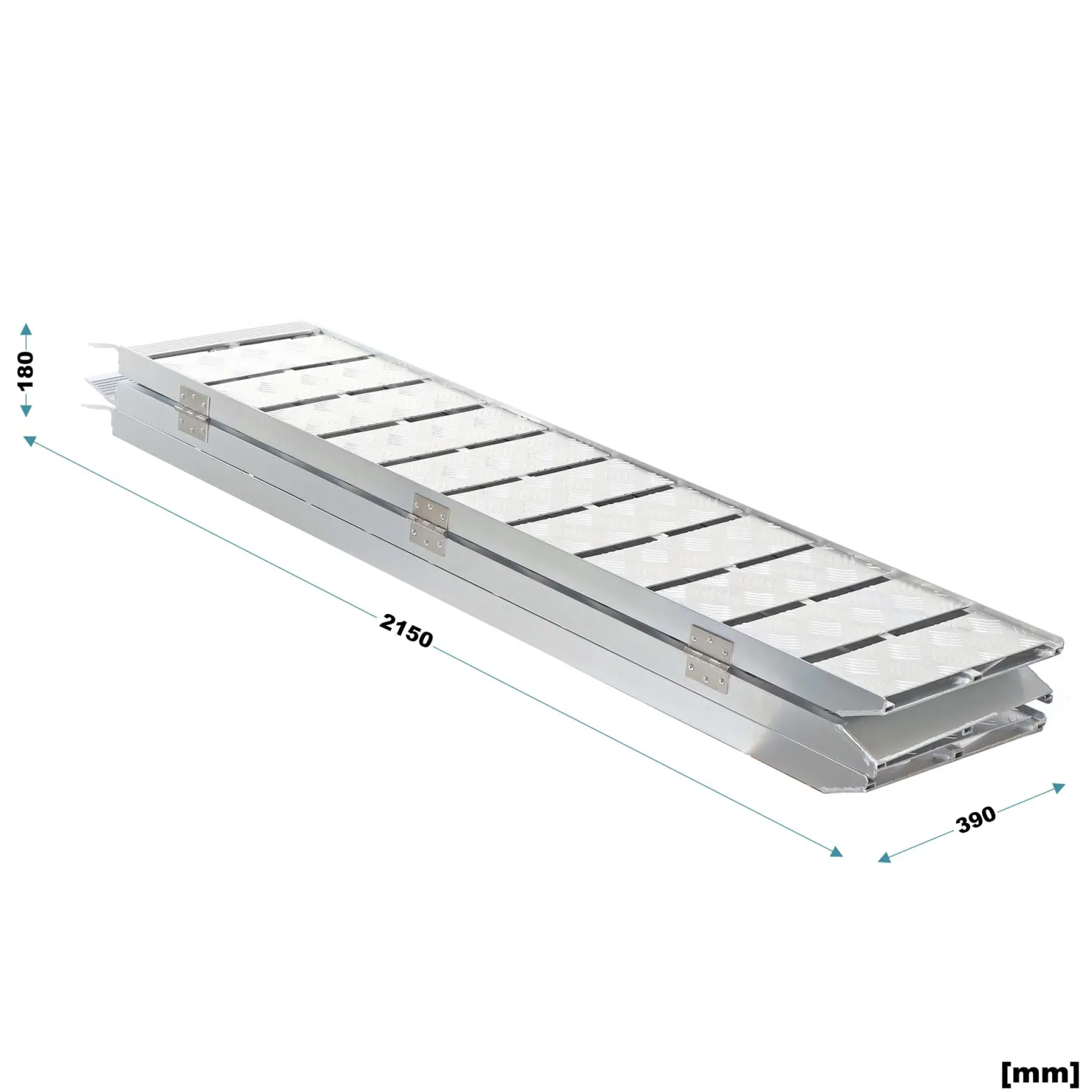 Wiltec Auffahrrampe 3-fach klappbar 215cm 340kg pro Element für Motorrad ATV Quad, Aluminium Auffahrschiene faltbar, Verladerampe rutschsicher