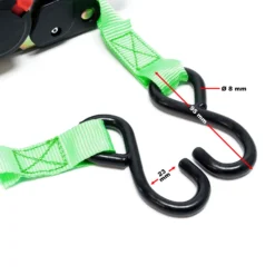 Wiltec Automatik Zurrgurt 320 daN Zuglast 1,8m x 25mm PES Spanngurt mit S-Haken selbstaufrollend, ideal für Autotransport