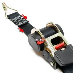 Wiltec Automatik Zurrgurt 750 daN Zuglast 1,8m x 50mm PES selbstaufrollender Spanngurt mit Haken, ideal für Autotransport