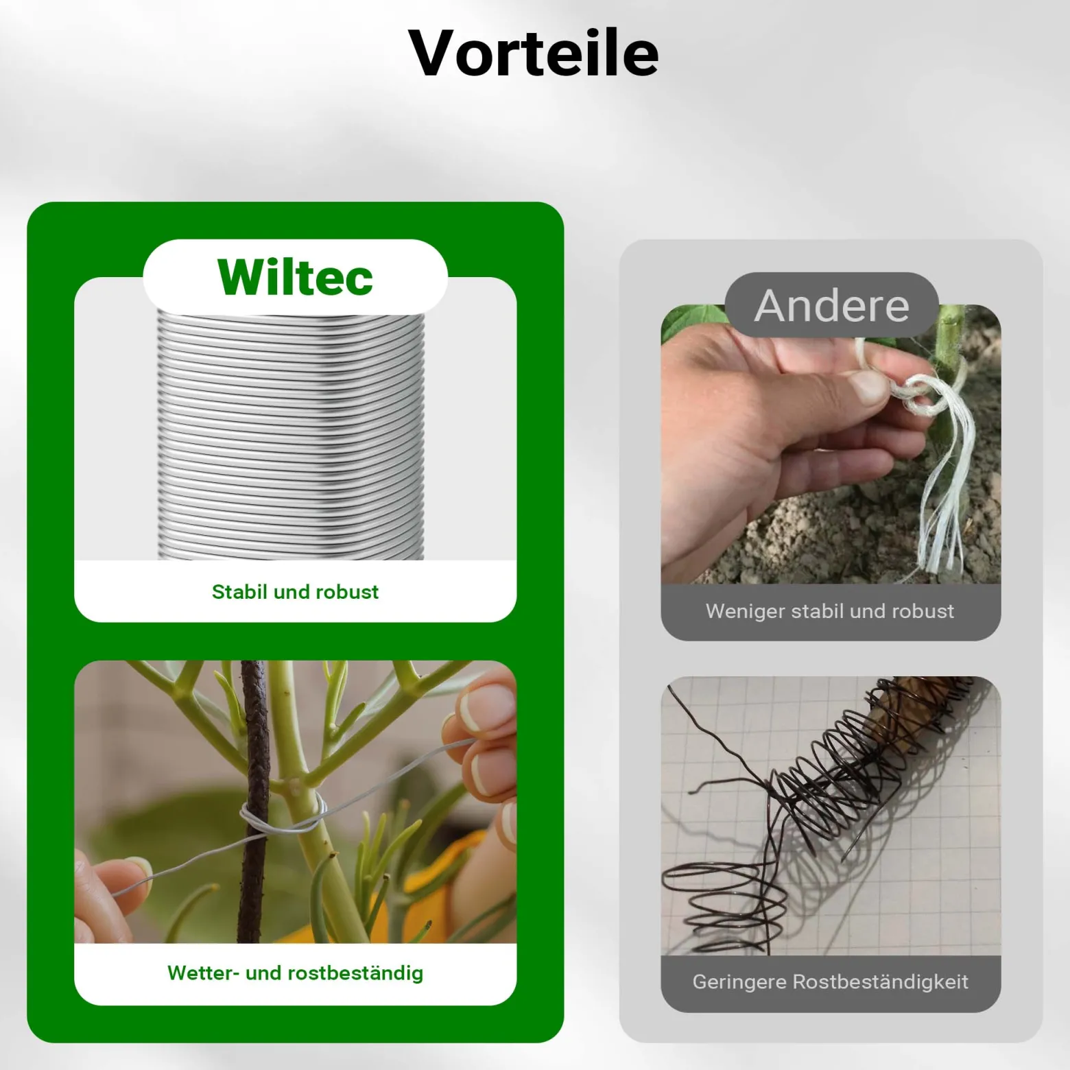 Wiltec Basteldraht silberfarben verzinkt 0,7 mm x 33 m, Wickeldraht zum Basteln und Binden, Blumendraht aus Stahl, Draht mit Holzwickel, Schmuckdraht – flexibel und stark