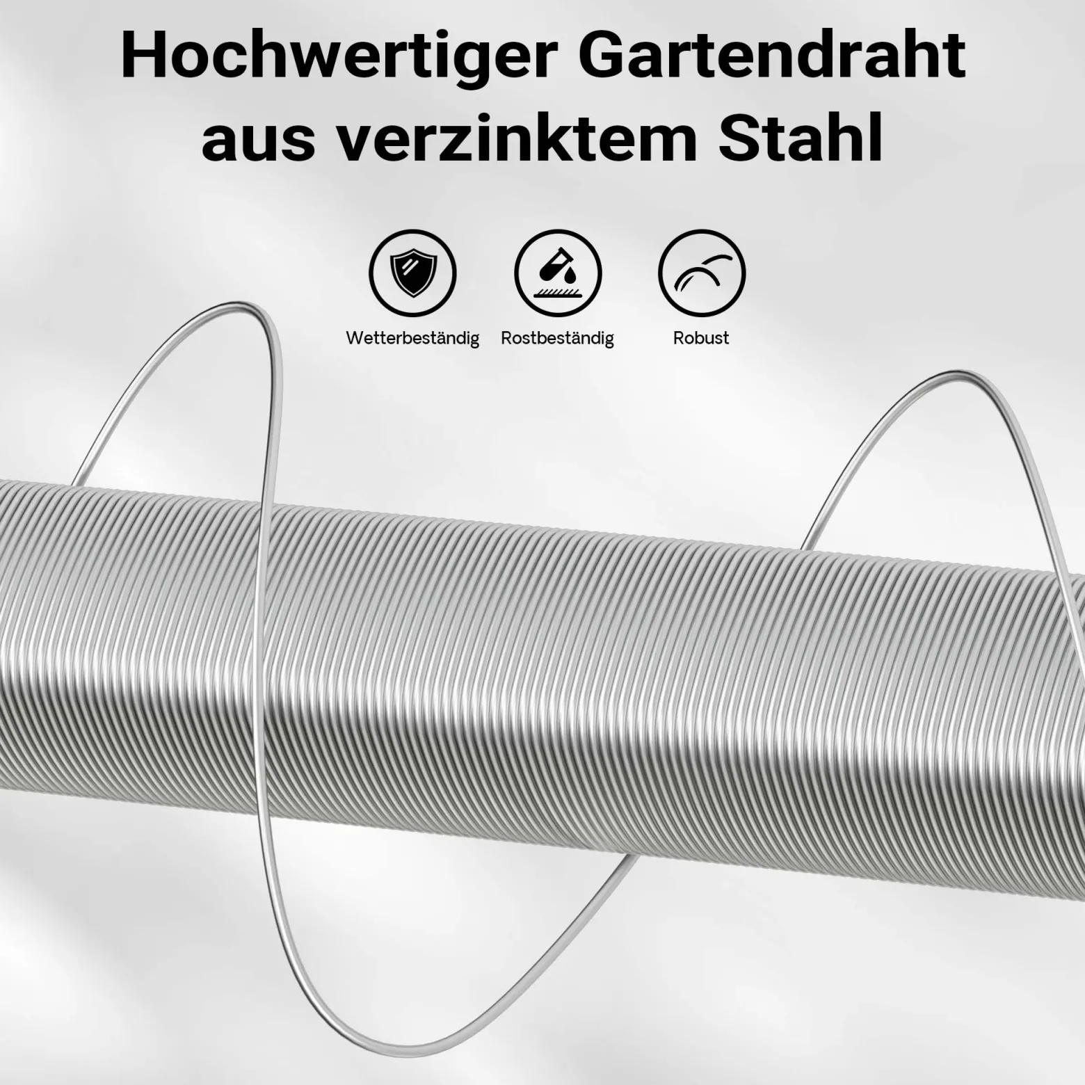 Wiltec Basteldraht silberfarben verzinkt 0,7 mm x 33 m, Wickeldraht zum Basteln und Binden, Blumendraht aus Stahl, Draht mit Holzwickel, Schmuckdraht – flexibel und stark