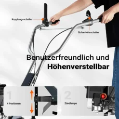 Wiltec Benzin Bodenhacke 36 cm Arbeitsbreite, Gartenhacke mit Motor 144 ccm, Motorhacke 4 Klingen, Bodenfräse mit Antrieb Euro 5, robuste Gartenfräse