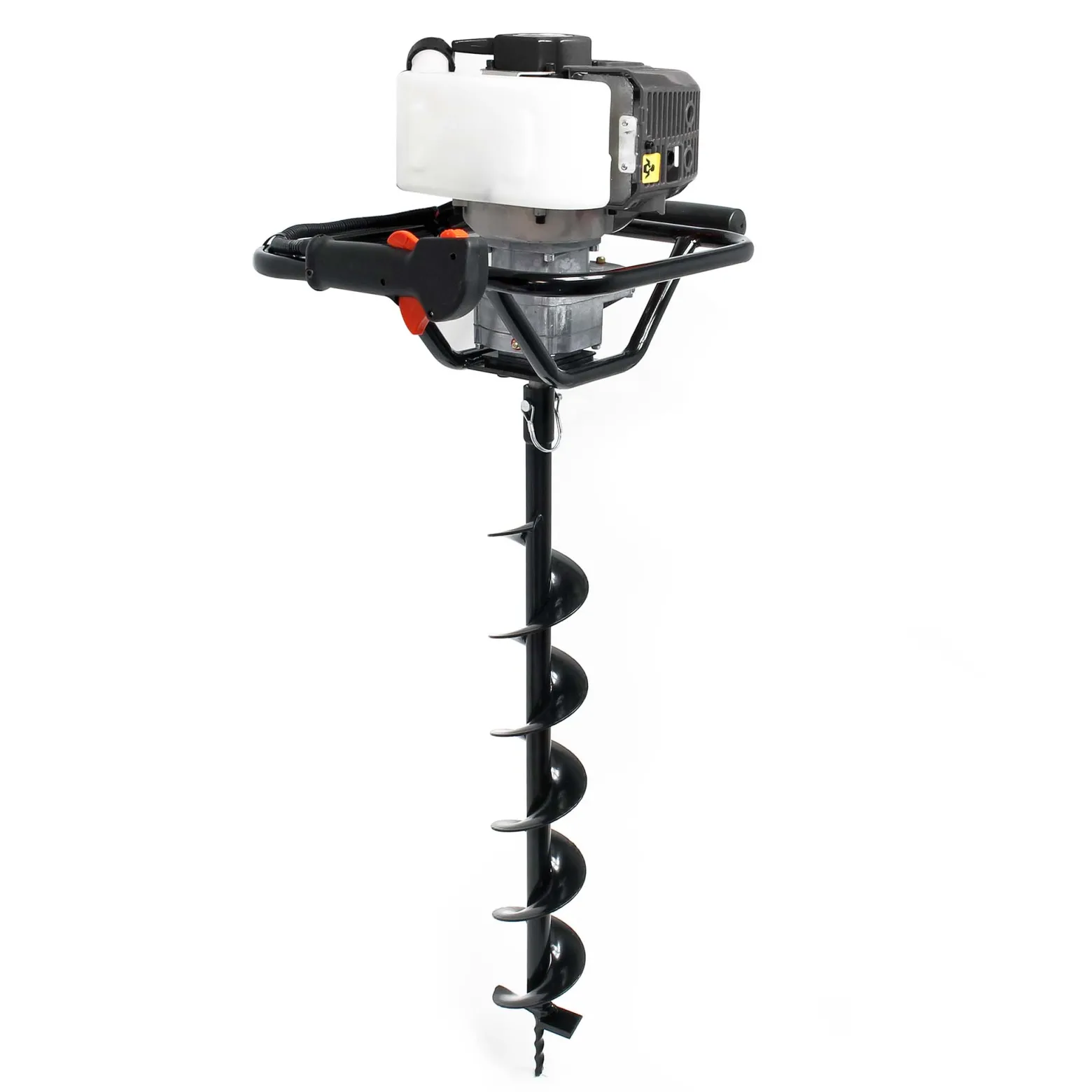 Wiltec Benzin Erdlochbohrer Set mit 100 mm Bohrer, 1,4 kW 1,9 PS 52ccm Pfahlbohrer Pflanzenbohrer