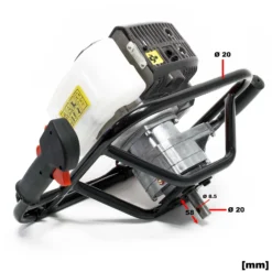 Wiltec Benzin Erdlochbohrer Set mit 100 mm Bohrer, 1,4 kW 1,9 PS 52ccm Pfahlbohrer Pflanzenbohrer