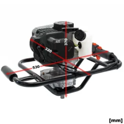 Wiltec Benzin Erdlochbohrer Set mit 100 mm Bohrer, 1,4 kW 1,9 PS 52ccm Pfahlbohrer Pflanzenbohrer