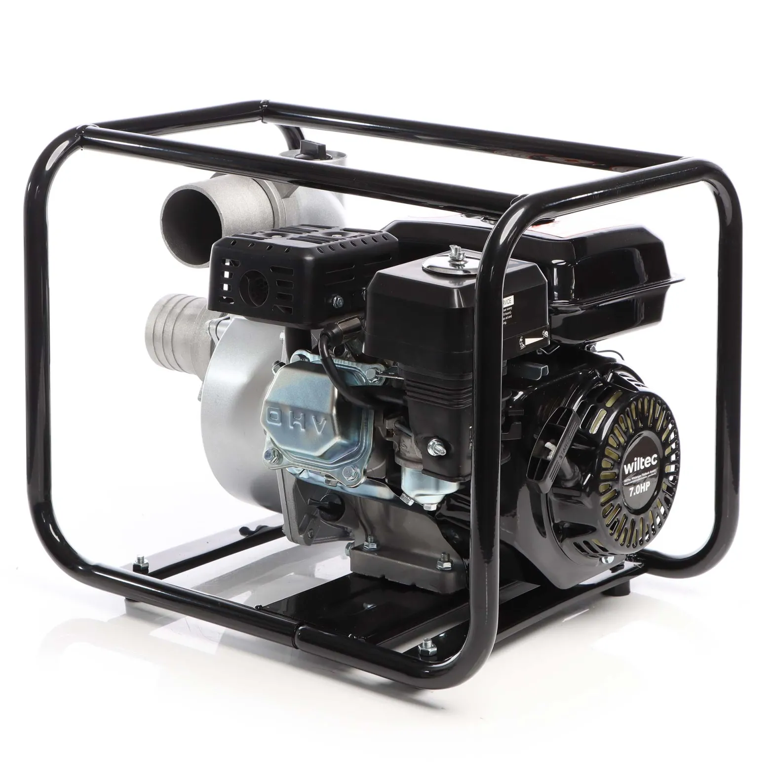Wiltec Benzin Schmutzwasserpumpe 4kW 48.000l/h, 28m Förderhöhe, Wasserpumpe Gartenpumpe mit 80mm (3") Anschluss 4-Takt-Motor