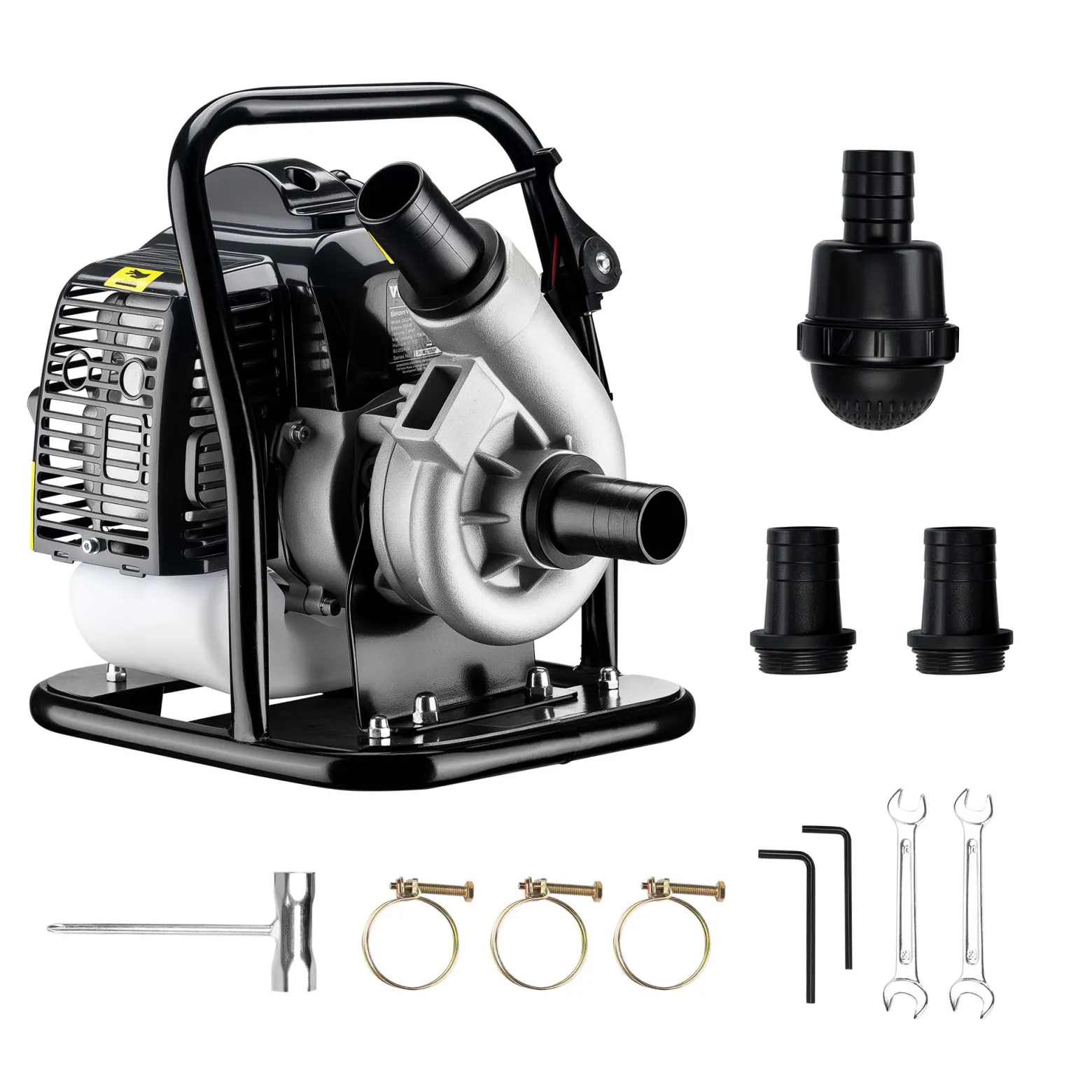 Wiltec Benzin Wasserpumpe 1,4 kW Gartenpumpe mit 15 m³/h Durchfluss, Garten Pumpe mit 2-Takt-Motor, Motorpumpe zur Bewässerung und zum Aus- bzw. Abpumpen