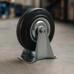 Wiltec Bockrolle Ø75mm mit Gummirad und Metallfelge 50kg Tragkraft, Vollmaterial Apparaterolle Transportrolle Möbelrolle, leiser Lauf