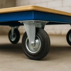 Wiltec Bockrolle Ø75mm mit Gummirad und Metallfelge 50kg Tragkraft, Vollmaterial Apparaterolle Transportrolle Möbelrolle, leiser Lauf