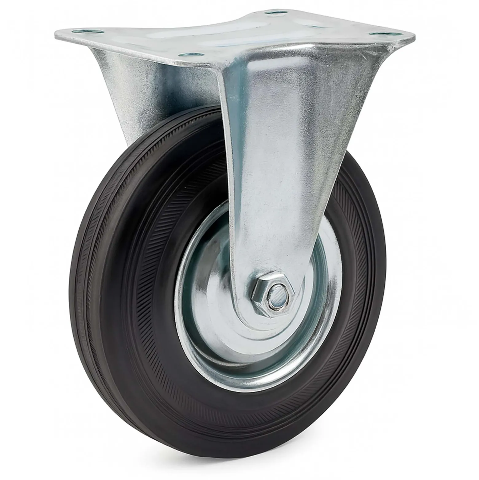 Wiltec Bockrolle Ø200mm mit Gummirad und Metallfelge 150kg Tragkraft, Vollmaterial Apparaterolle Transportrolle Möbelrolle, leiser Lauf