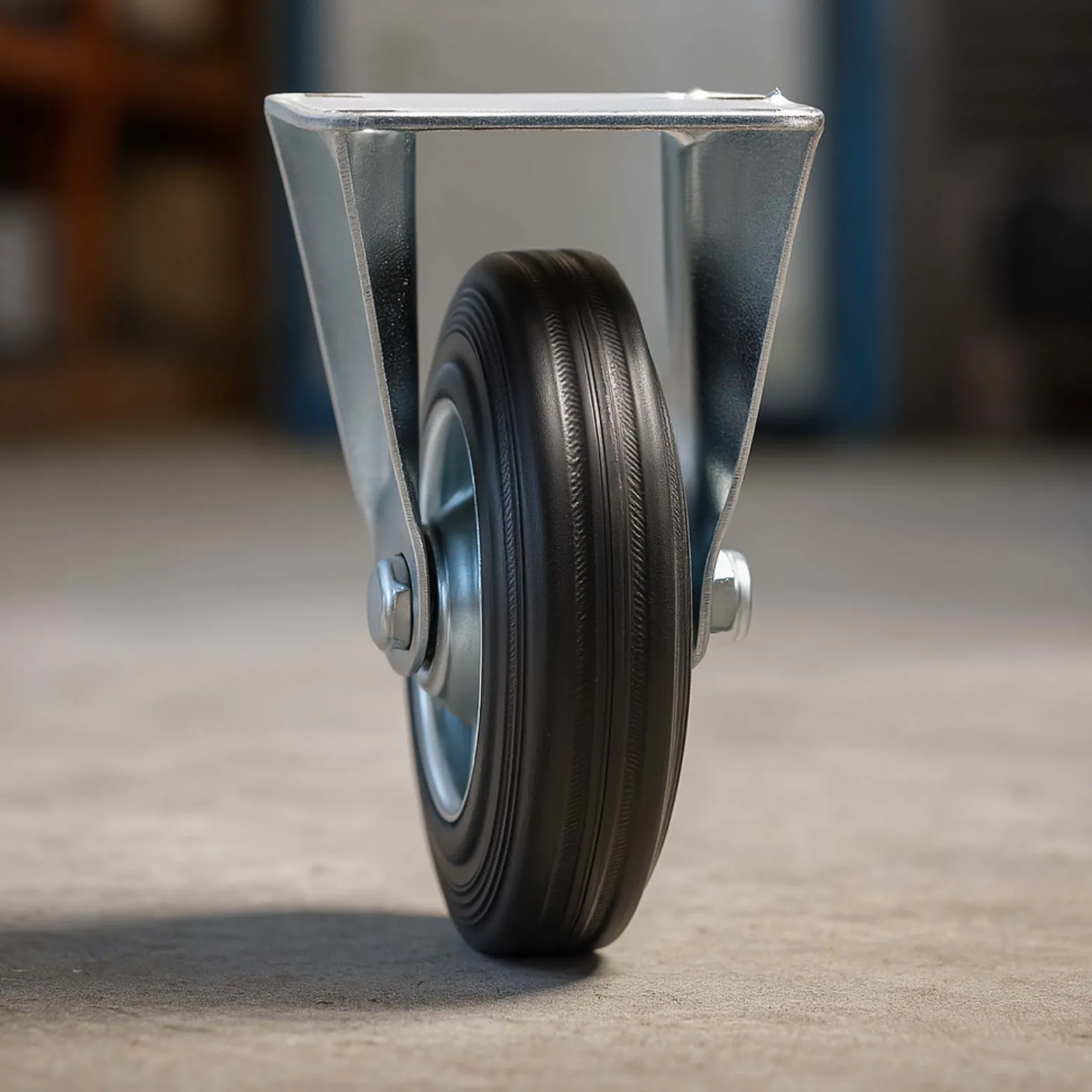 Wiltec Bockrolle Ø200mm mit Gummirad und Metallfelge 150kg Tragkraft, Vollmaterial Apparaterolle Transportrolle Möbelrolle, leiser Lauf