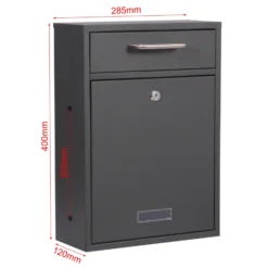 Wiltec Briefkasten anthrazit V52 Postkasten mit Namensschildfenster und 2 Schlüsseln als Wandbriefkasten oder Standbriefkasten