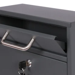 Wiltec Briefkasten anthrazit V51 Postkasten mit Namensschild, Sichtfenstern und 2 Schlüsseln als Wandbriefkasten oder Standbriefkasten