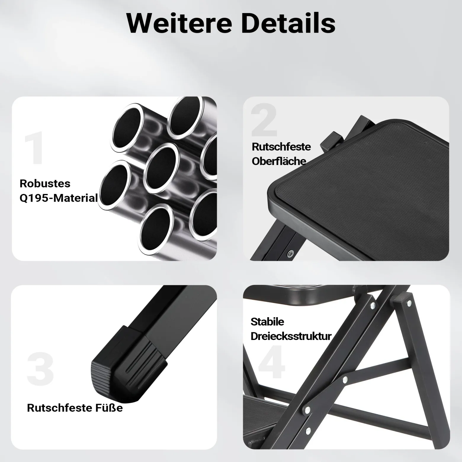 Wiltec Camping Doppeltrittstufe bis 200 kg, 2 Stufen Tritt aus Stahl, Trittleiter für Camping, Outdoor und Haushalt