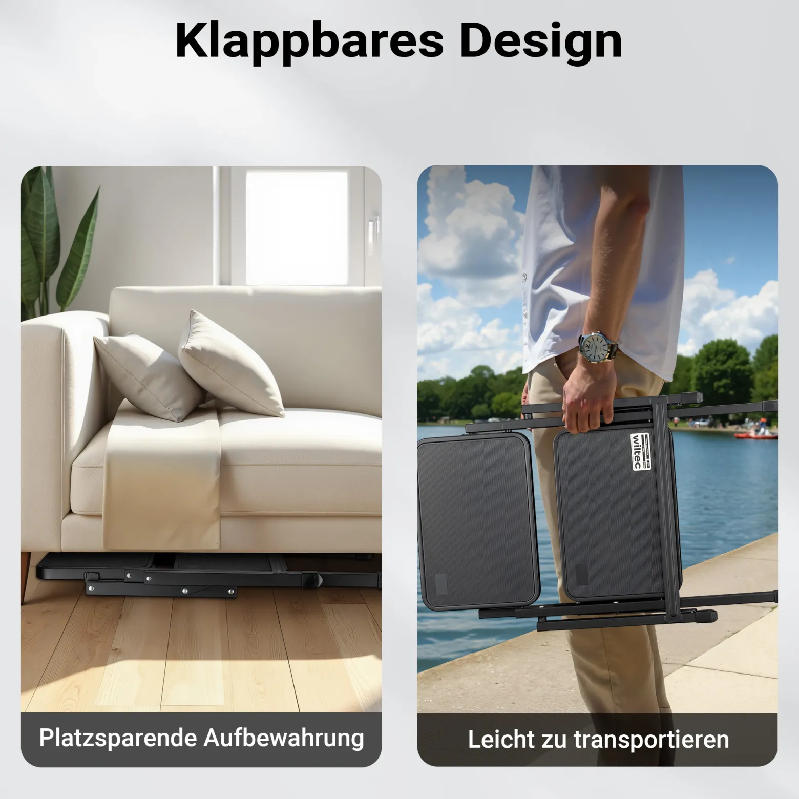 Wiltec Camping Doppeltrittstufe bis 200 kg, 2 Stufen Tritt aus Stahl, Trittleiter für Camping, Outdoor und Haushalt