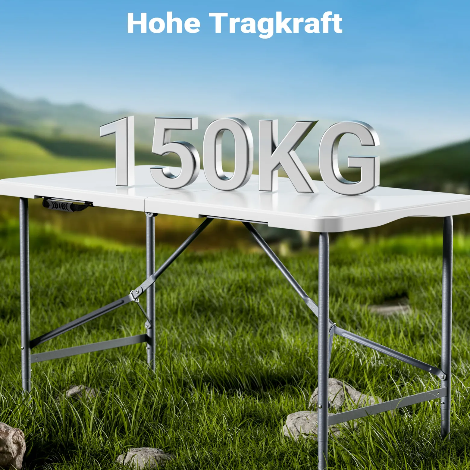 Wiltec Campingtisch klappbar 122x60x75 cm Klapptisch mit Tragegriff Partytisch Biertisch Gartentisch Buffettisch Bierzeltgarnitur Camping Tisch faltbar