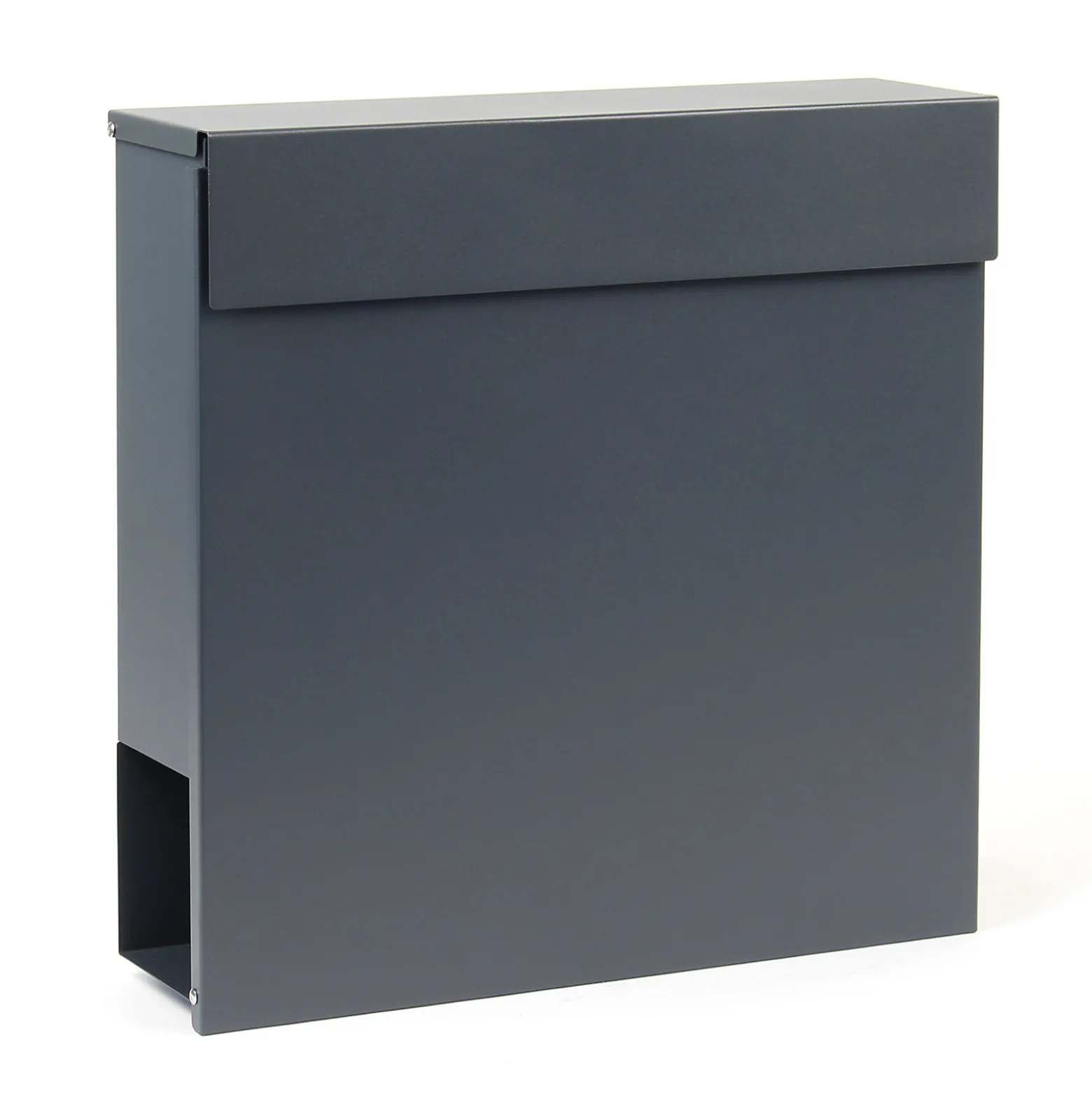 Wiltec Designer Briefkasten V49 anthrazit 370 x 105 x 370 mm, Wandbriefkasten mit Schloss und Zeitungsrolle, Postkasten aus pulverbeschichtetem Stahl