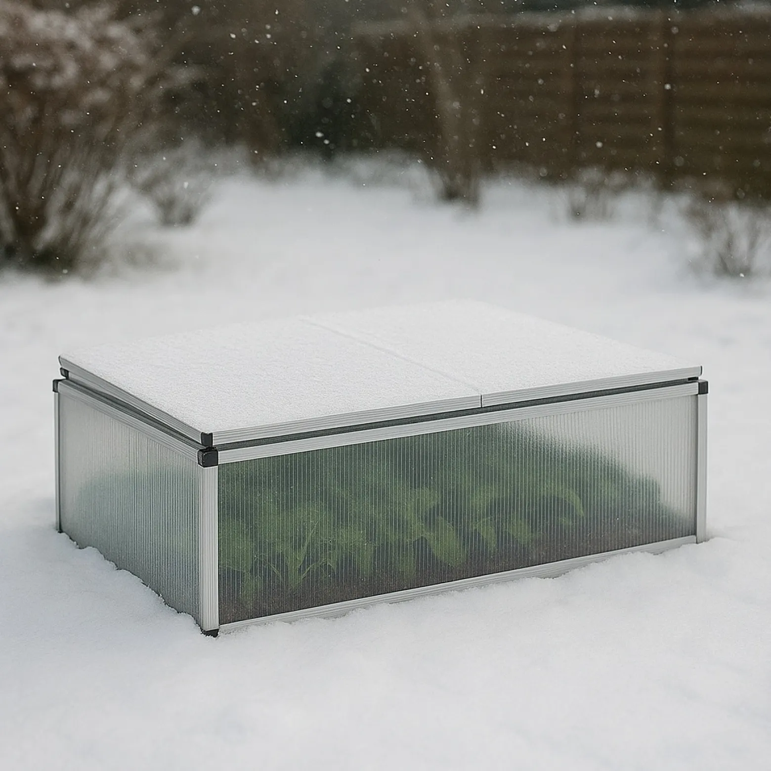 Wiltec Doppel Frühbeet Gewächshaus aus Aluminium, 100 x 120 x 40 cm, Gemüsebeet mit arretierbarem Dach und 3 Flügeln, witterungsbeständig, UV-Schutz
