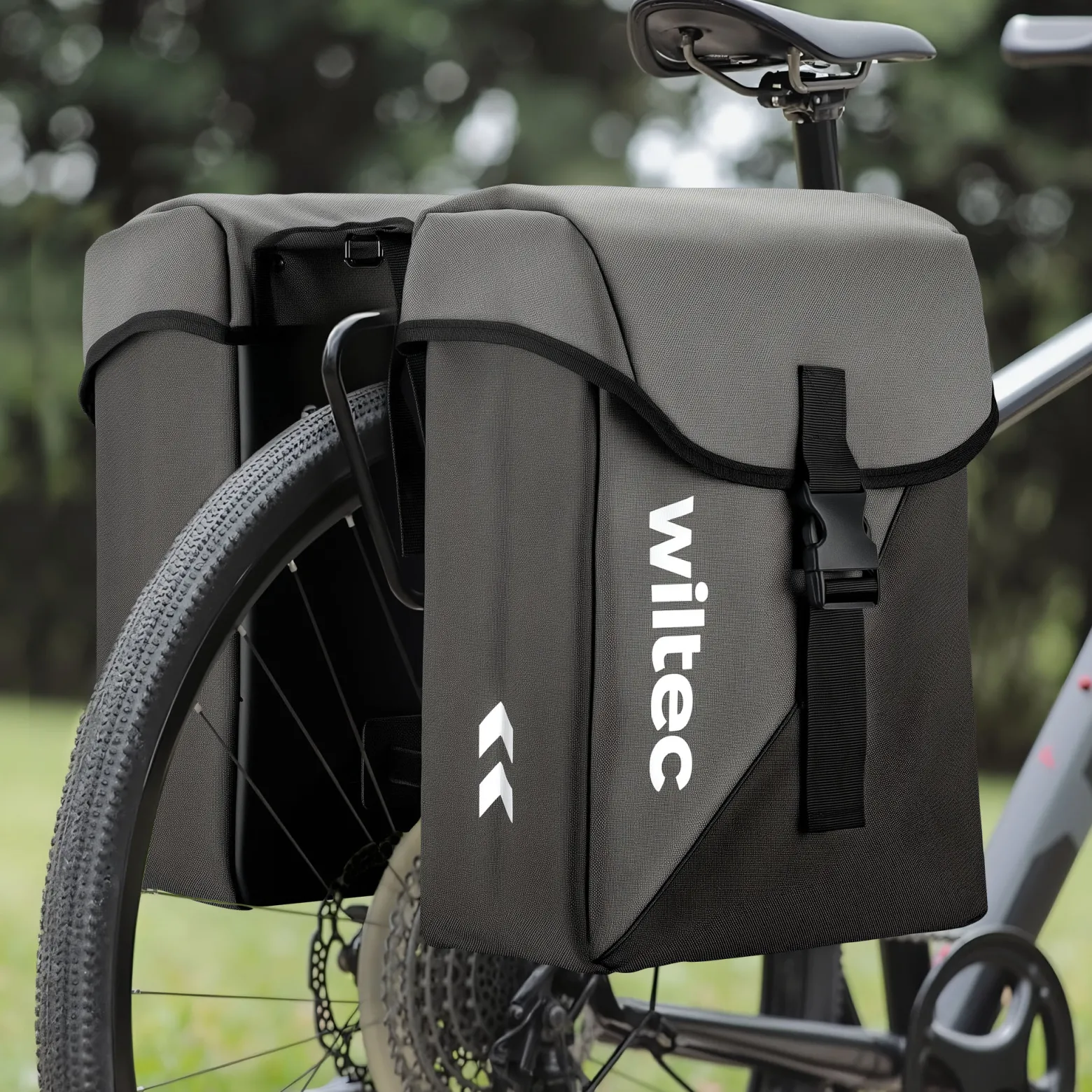 Wiltec Doppel Gepäckträgertasche, Fahrradtasche Gepäckträger 35 l Stauraum, wasserresistente Fahrrad Tasche, Gepäcktasche leichte Handhabung