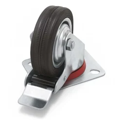 Wiltec Doppelstopp-Lenkrolle Ø200mm bis 150kg Tragkraft mit Gummirad und Feststellbremse leiser Lauf, Transportrolle Möbelrolle Laufrolle Möbel-Lenkrolle