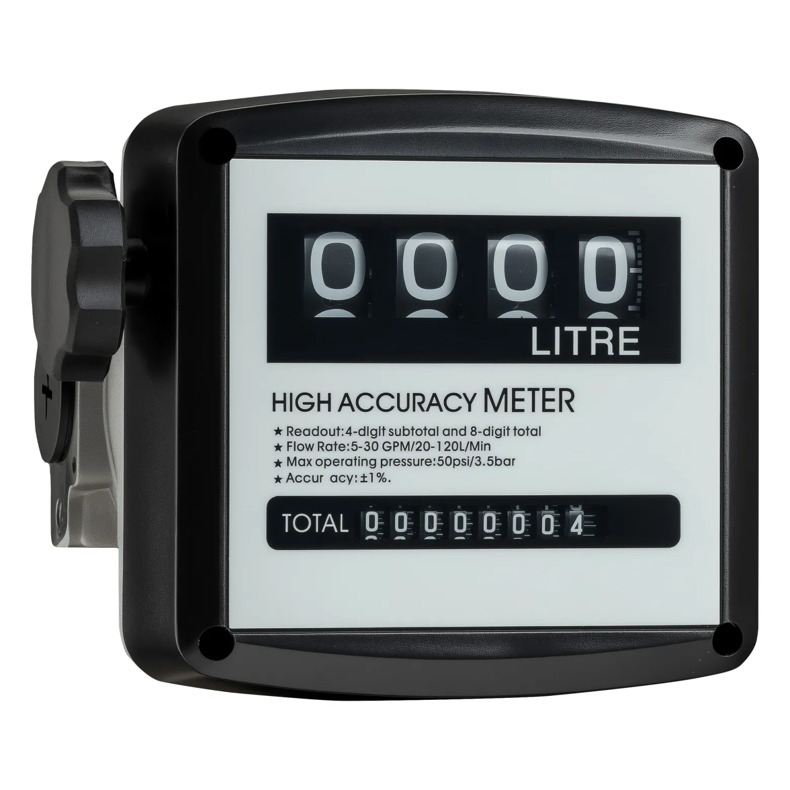 Wiltec Doppelzähler für Diesel Heizöl 3,5 bar 20-120l/min mit 32mm (1") Anschlüsse und 1% Abweichung, für Heizölpumpen und Dieselpumpen