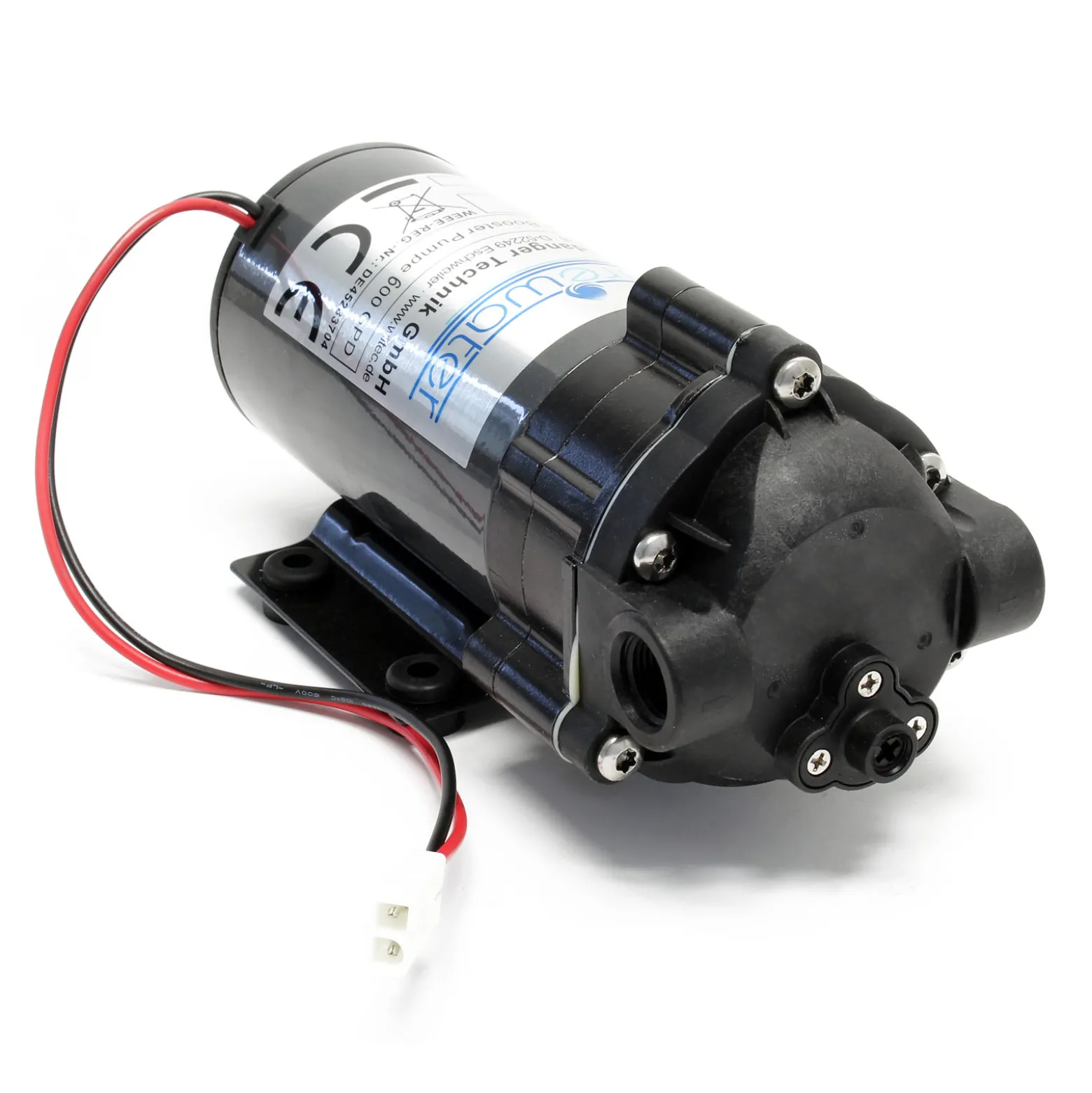 Wiltec Druckerhöhungspumpe 600 GPD (2300 l), Booster Pumpe 108 W für Umkehrosmoseanlage, Wasser Eingangsdruck 2 bar auf Ausgangsdruck 5 bar