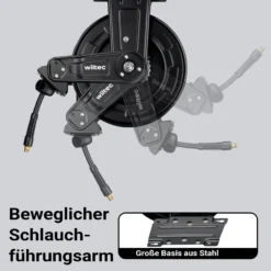 Wiltec Druckluft Schlauchtrommel 15 m, automatische Druckluftschlauchtrommel Stahl, 20 bar Drucklufttrommel, Schlauchaufroller einfache Montage