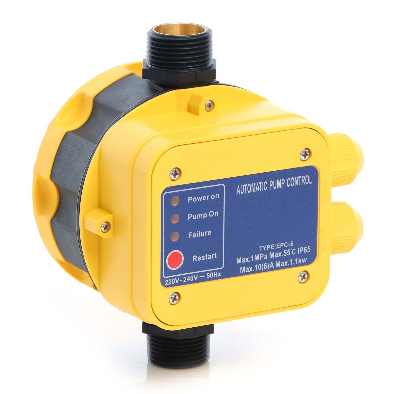 Wiltec Druckschalter EPC-5 230V 1-phasig bis 10 bar, Druckwächter mit Trockenlaufschutz für Hauswasserwerke und Pumpen, zuverlässige Pumpensteuerung