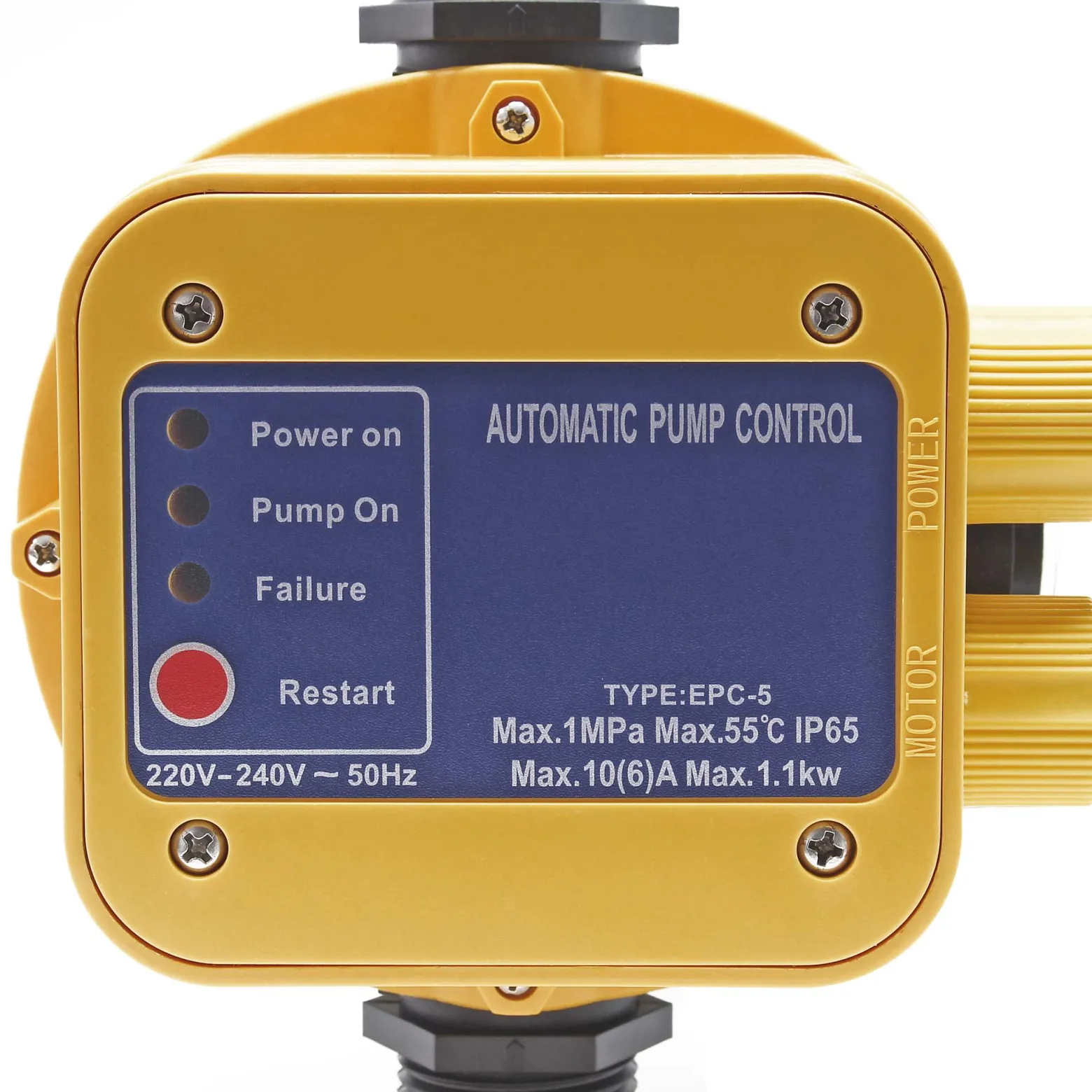 Wiltec Druckschalter EPC-5 230V 1-phasig bis 10 bar, Druckwächter mit Trockenlaufschutz für Hauswasserwerke und Pumpen, zuverlässige Pumpensteuerung