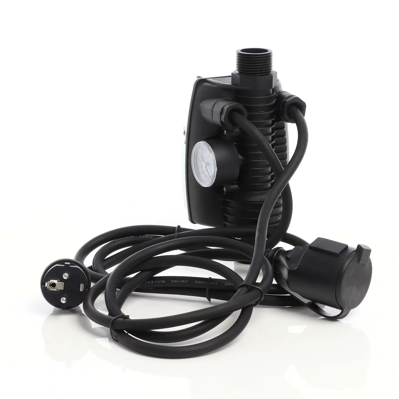 Wiltec Druckschalter mit Kabel EPC-4 230V 1-phasig bis 10 bar, Druckwächter mit Trockenlaufschutz für Hauswasserwerke und Pumpen, zuverlässige Pumpensteuerung