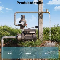 Wiltec Druckschalter SKD-3 230V 1-phasig bis 10 bar, Druckwächter mit Trockenlaufschutz für Hauswasserwerke und Pumpen, zuverlässige Pumpensteuerung