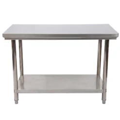 Wiltec Edelstahl Tisch Arbeitstisch Edelstahltisch mit Ablage 100x60x85cm für Gastro Küche Werkstatt Garten Keller mit höhenverstellbare Füßen