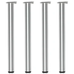 Wiltec Edelstahl Tischbein 4er Set Möbelfuss Verstellbar Ø60mm 710mm Chrom