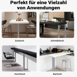 Wiltec Edelstahl Tischbein 4er Set Möbelfuss Verstellbar Ø60mm 1100mm Chrom