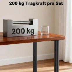 Wiltec Edelstahl Tischbein Set, schwarz, 4 Möbelfüße Ø 60 mm und mit verstellbarer Länge 710-740 mm, bis 200 kg Tragkraft