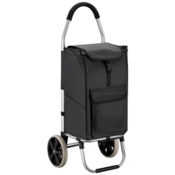 Wiltec Einkaufstrolley klappbar 36,5 x 44 x 103 cm bis 40 kg, Hackenporsche mit zwei Rädern, faltbarer Trolly Einkaufswagen mit Handgriff, Shopping Trolley mit großer Einkaufstasche