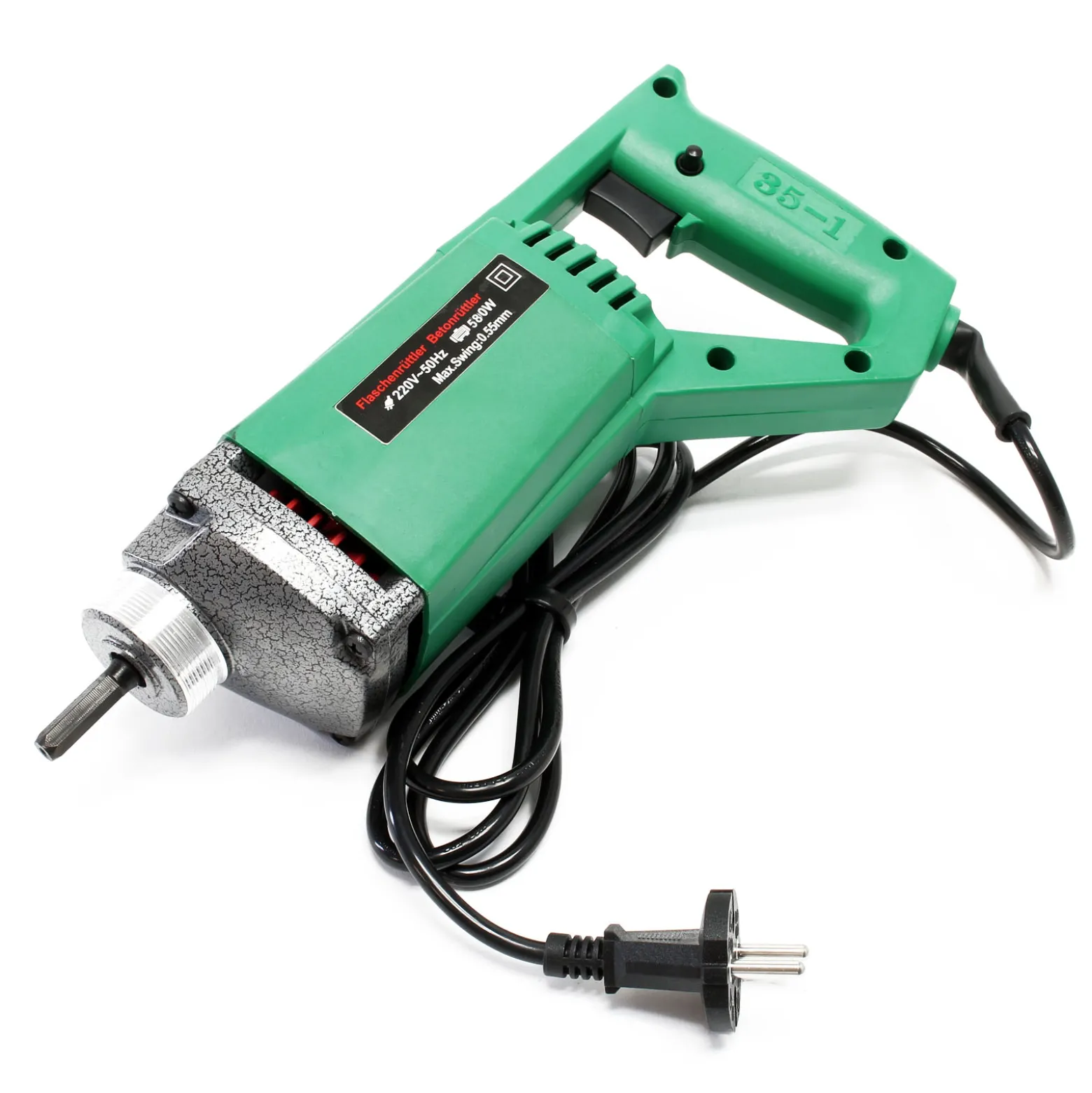 Wiltec Elektro Einhand Betonrüttler 580W, Betonverdichter für Ø 35 mm Rüttelflasche, Rüttelmotor 5600 U/min, Innenrüttler mit Tragegriff
