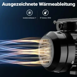 Wiltec Elektromotor 1-phasig, Elektro Motor 4-polig 1,5 kW, Einphasen Wechselstrommotor 1450 U/min, Induktionsmotor Aluminium, kompakter Motor