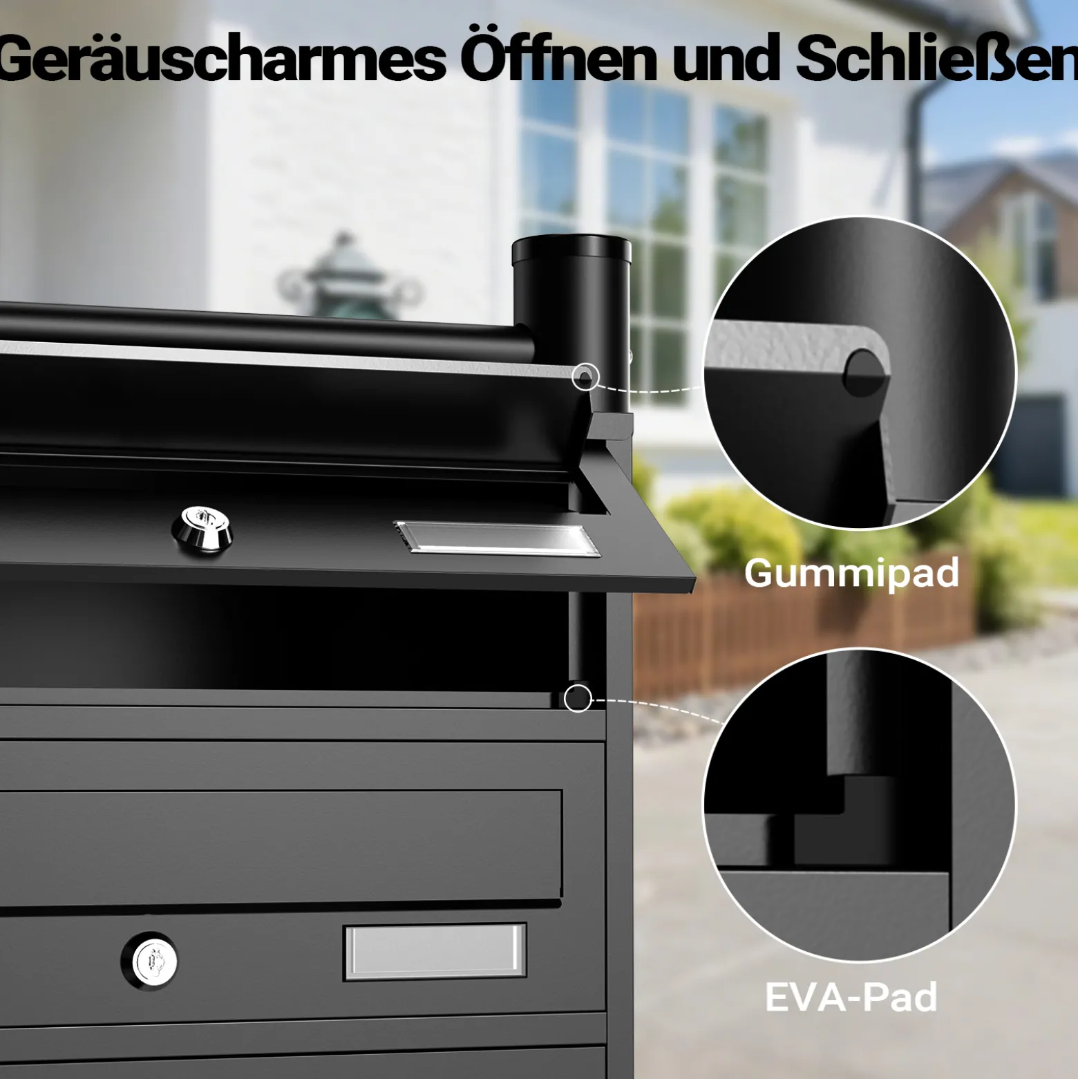 Wiltec 8er Briefkastenanlage schwarz 945 x 270 x 1500 mm, Standbriefkasten mit 2x4 Fächern, Schlüssel und Namensschild, Briefkasten Postkasten mit Ständer