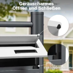 Wiltec 6er Briefkastenanlage Weiß/Anthrazit 556 x 270 x 1500 mm, Standbriefkasten mit 6 Fächern, Schlüssel und Namensschild, Briefkasten Postkasten mit Ständer